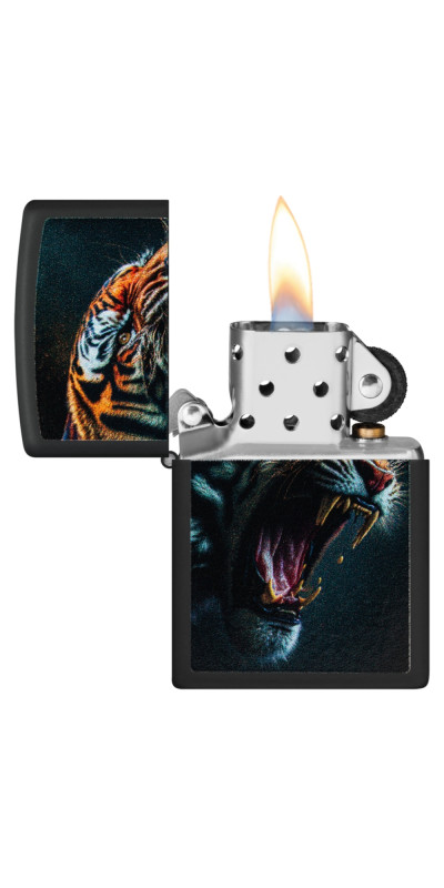 Black Matte Fierce Tiger Zippo