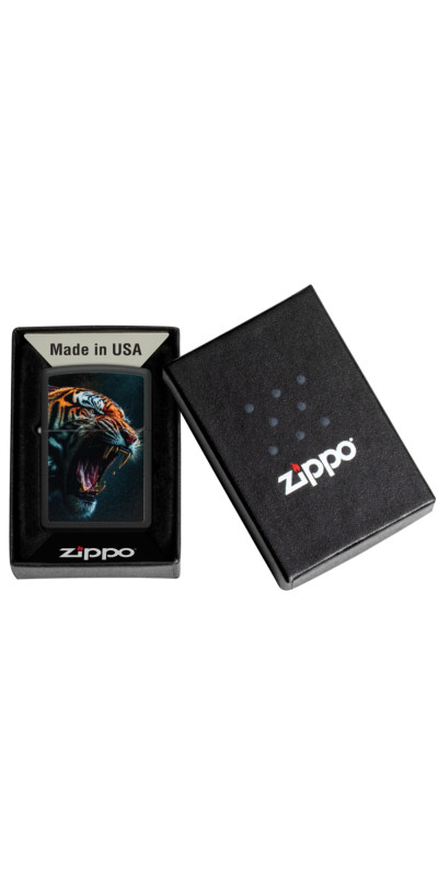 Black Matte Fierce Tiger Zippo