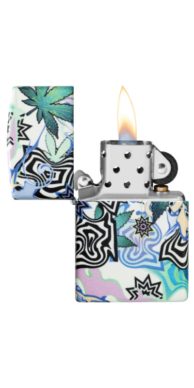 Zippo Glow in the Dark Abstract Leaf Design