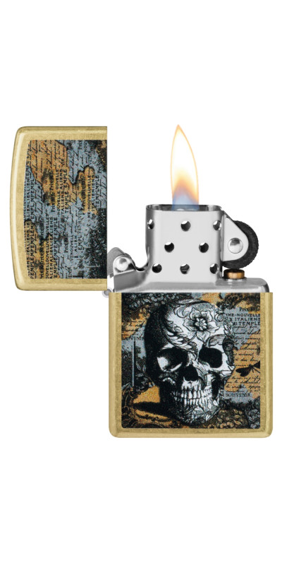 Zippo Floral Skull Design