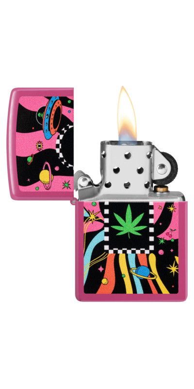 Pink Space Leaf Zippo Lighter