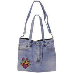 Denim Jean Shoulder Handbags Butt Bags Made from Upcycled Jean Pants - Smiley Trip