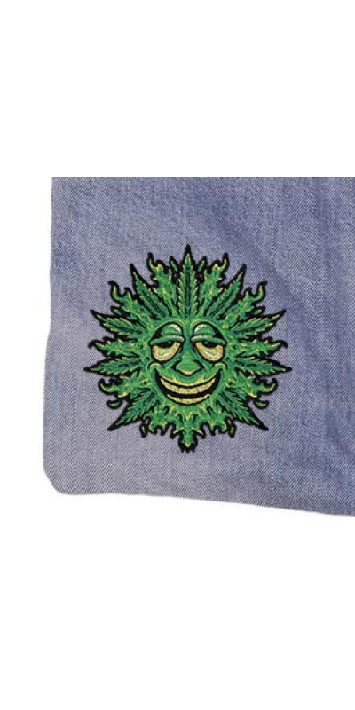 Denim Jean Shoulder Handbags Butt Bags Made from Upcycled Jean Pants - Leaf Face