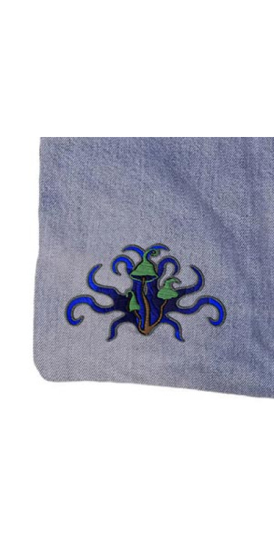 Denim Jean Shoulder Handbags Butt Bags Made from Upcycled Jean Pants - Mushrooms