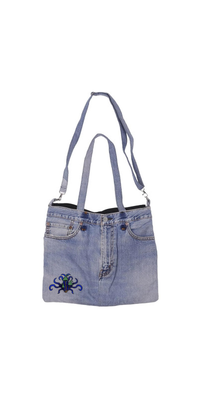 Denim Jean Shoulder Handbags Butt Bags Made from Upcycled Jean Pants