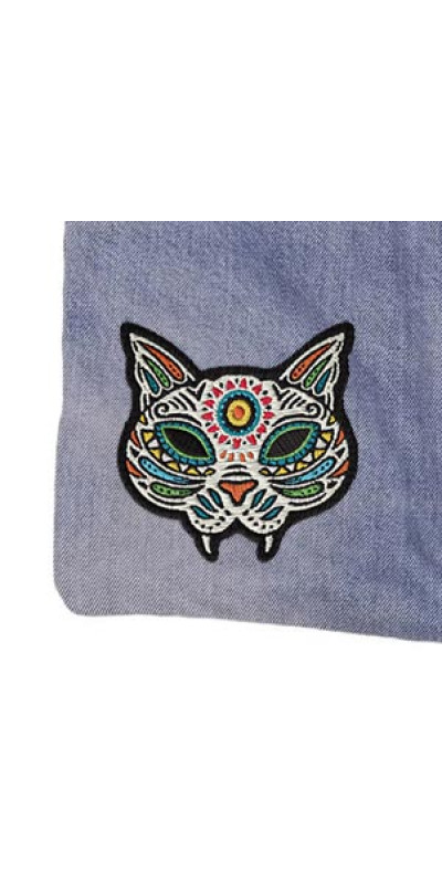 Denim Jean Shoulder Handbags Butt Bags Made from Upcycled Jean Pants - Cat Heart Sun