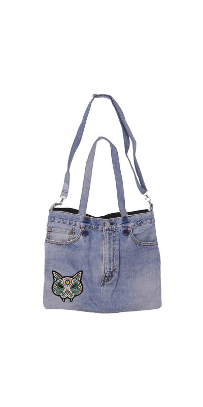 Denim Jean Shoulder Handbags Butt Bags Made from Upcycled Jean Pants