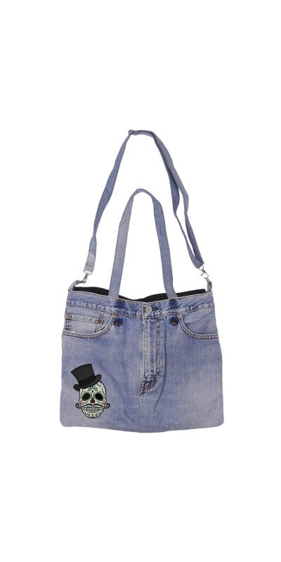 Denim Jean Shoulder Handbags Butt Bags Made from Upcycled Jean Pants