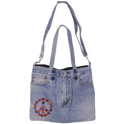 Denim Jean Shoulder Handbags Butt Bags Made from Upcycled Jean Pants - Peace Love Paws