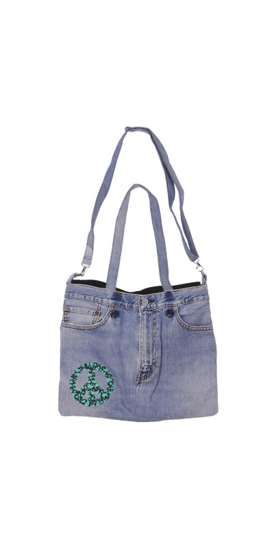 Denim Jean Shoulder Handbags Butt Bags Made from Upcycled Jean Pants