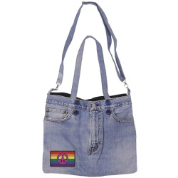 Denim Jean Shoulder Handbags Butt Bags Made from Upcycled Jean Pants - Pride Peace