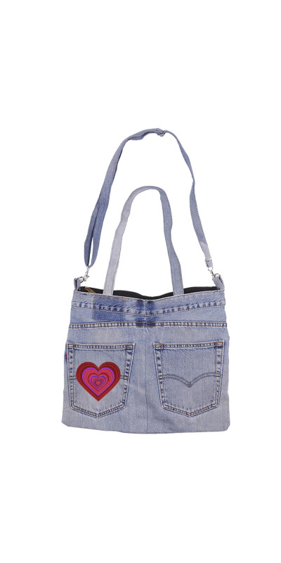 Denim Jean Shoulder Handbags Butt Bags Made from Upcycled Jean Pants