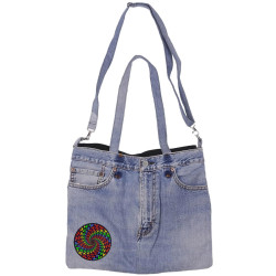 Denim Jean Shoulder Handbags Butt Bags Made from Upcycled Jean Pants - Peace Doves