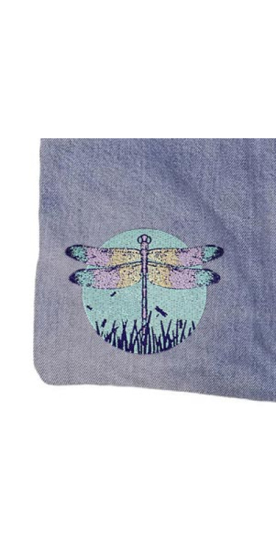 Denim Jean Shoulder Handbags Butt Bags Made from Upcycled Jean Pants - Dragonfly