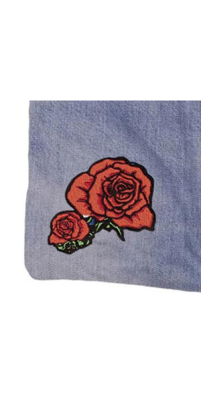 Denim Jean Shoulder Handbags Butt Bags Made from Upcycled Jean Pants - Red Roses