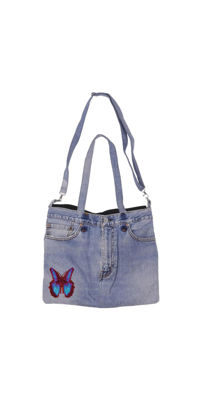 Denim Jean Shoulder Handbags Butt Bags Made from Upcycled Jean Pants