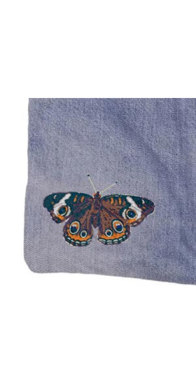 Denim Jean Shoulder Handbags Butt Bags Made from Upcycled Jean Pants - Brown Butterfly