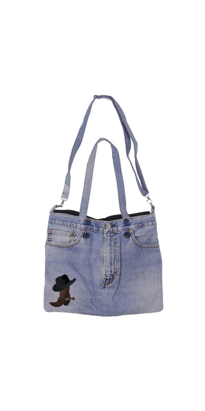 Denim Jean Shoulder Handbags Butt Bags Made from Upcycled Jean Pants