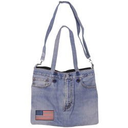 Denim Jean Shoulder Handbags Butt Bags Made from Upcycled Jean Pants - American Flag