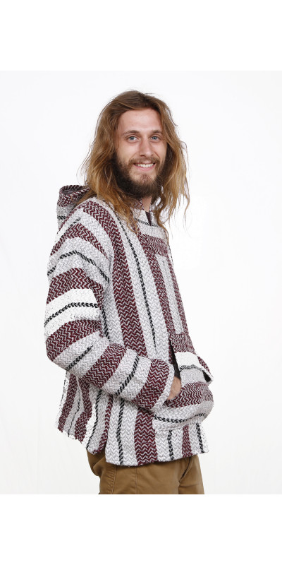 Baja Joe Pull Over Hoodie Burgundy SMALL ONLY
