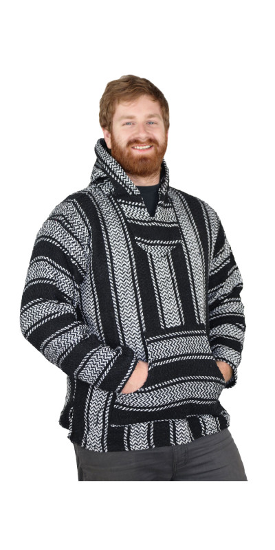 Baja Joe Pull Over Hoodie Black & White