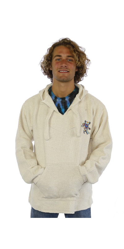 Grateful Dead Baja Pull Over Hoodie Natural Tie Dye Bear