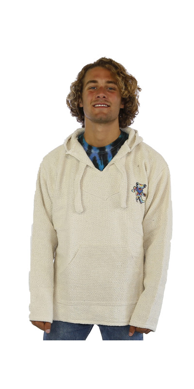 Grateful Dead Baja Pull Over Hoodie Natural Tie Dye Bear