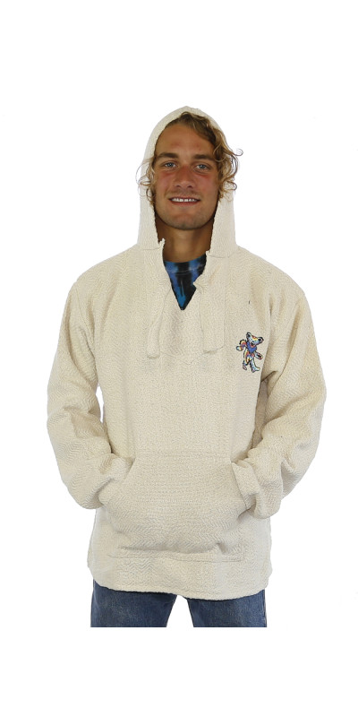 Grateful Dead Baja Pull Over Hoodie Natural Tie Dye Bear