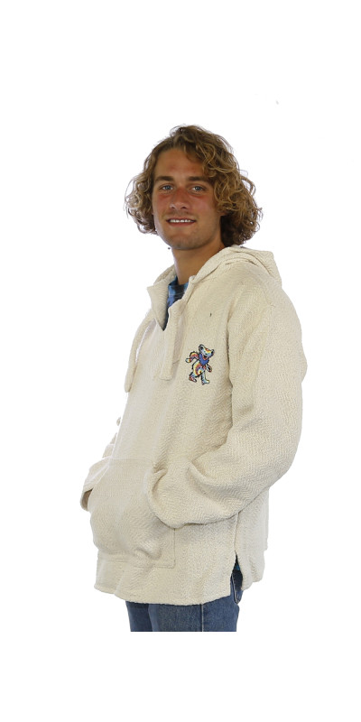Grateful Dead Baja Pull Over Hoodie Natural Tie Dye Bear