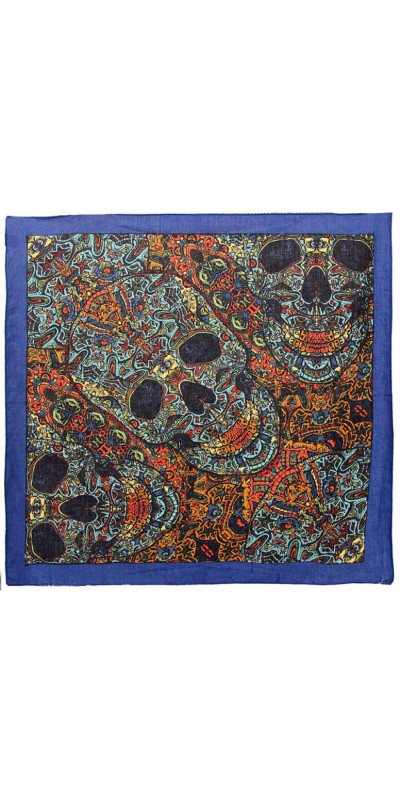 3D Skull Bandana Blue 22X22