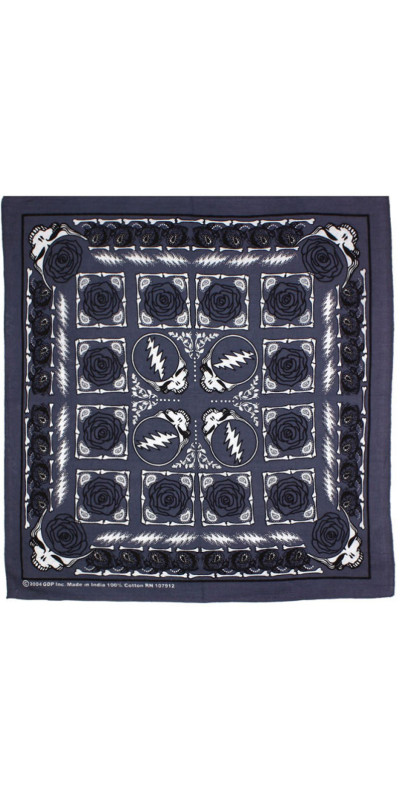 Grateful Dead SYF & Roses Bandana Grey 22x22