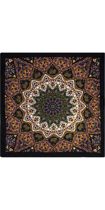 India Star #7 Bandana Gold, Green & Violet 22x22
