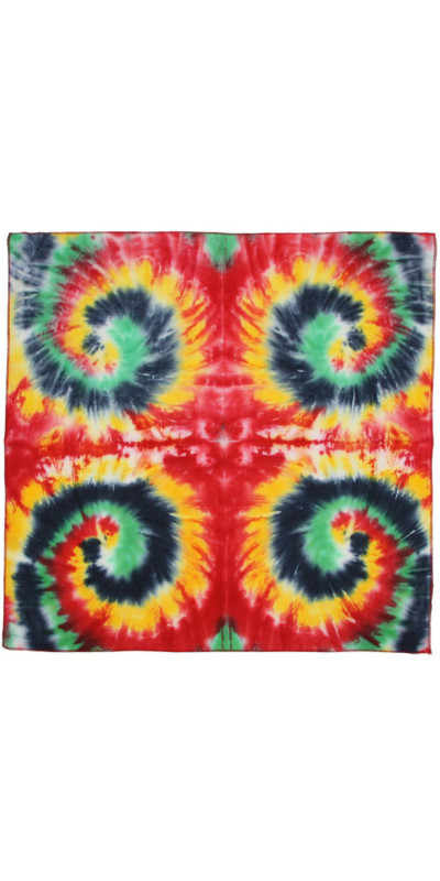 Tie-Dyed Rasta Multi-Spiral Bandana 22x22