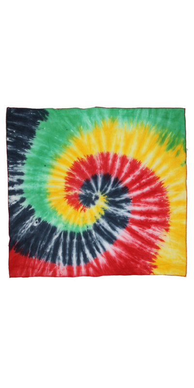 Tie-Dyed Rasta Spiral Bandana 22x22