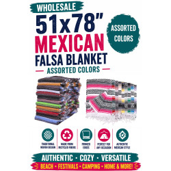 Mexican Falsa Blanket  18 Assorted Colors 51x78"