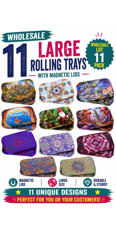 Wholesale Lot of 11 Large Rolling Trays with Magnetic Lids **SALE**