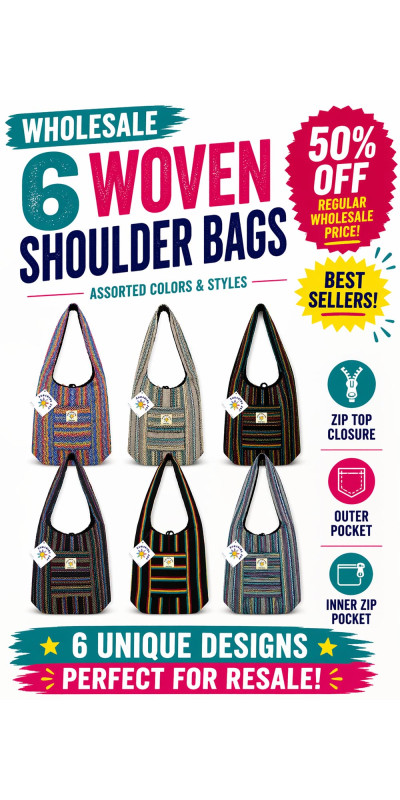 Wholesale Lot of 12 Zip Top Shoulder Bags Assorted **Sale**