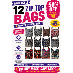 12 Assorted Zip Top Hippie Shoulder Bags *SALE*