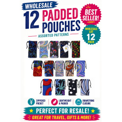 Wholesale Lot of 12 Assorted Padded Pouch Stash Bags