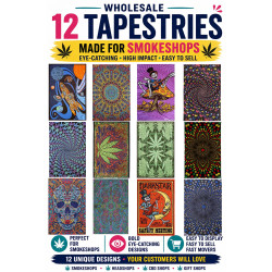 STARTER PACK Wholesale Lot of 12 Assorted  Top Selling 60x90" Head Shop Themed Tapestries - SAVE