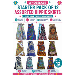 Wholesale Lot of 12 Assorted Hippie Skirts - SAVE  (log in to see wholesale prices)
