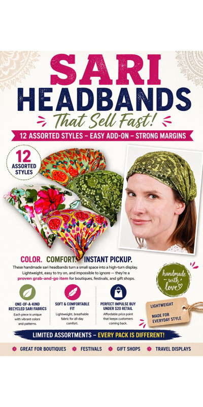 Wholesale Lot of 12 Assorted Sari Headbands