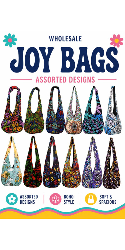 Joy Bag Starter Pack 12 Boho Shoulder Bags Wholesale
