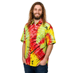 Rasta Tie Dye Hary Dary Men's Button Down Camp Shirt