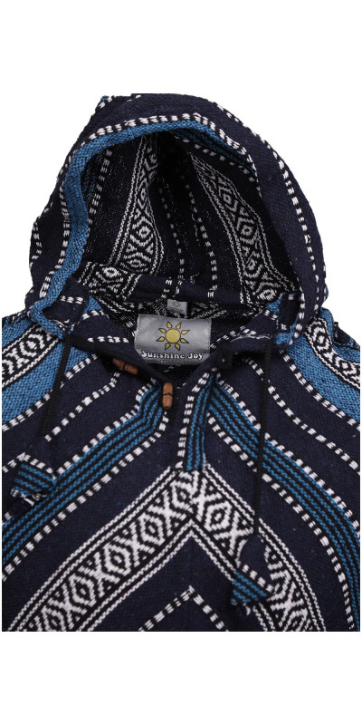Woven Hooded Poncho - Navy Stripe