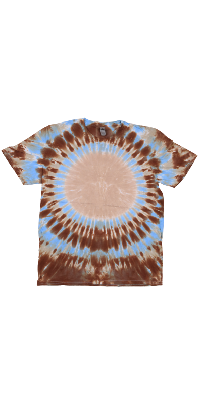 Center Circle Brown & Blue Tie Dyed T-Shirt featuring your Custom Art