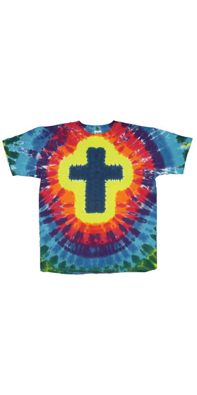 Tie Dyed T-Shirt Rainbow Cross