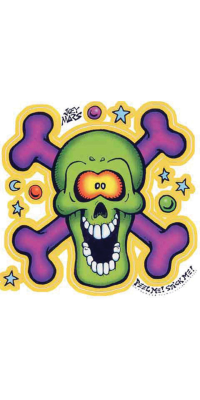 VINTAGE Joey Mars Screaming Skull and Bones Sticker