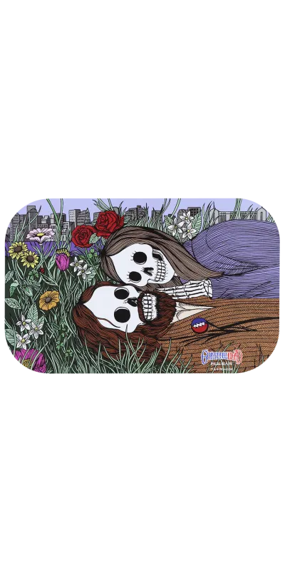 Flower Couple Grateful Dead Metal Rolling Tray and Lid Combo 11x7"