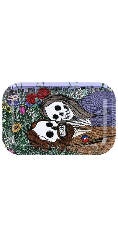Flower Couple Grateful Dead Metal Rolling Tray and Lid Combo 11x7"